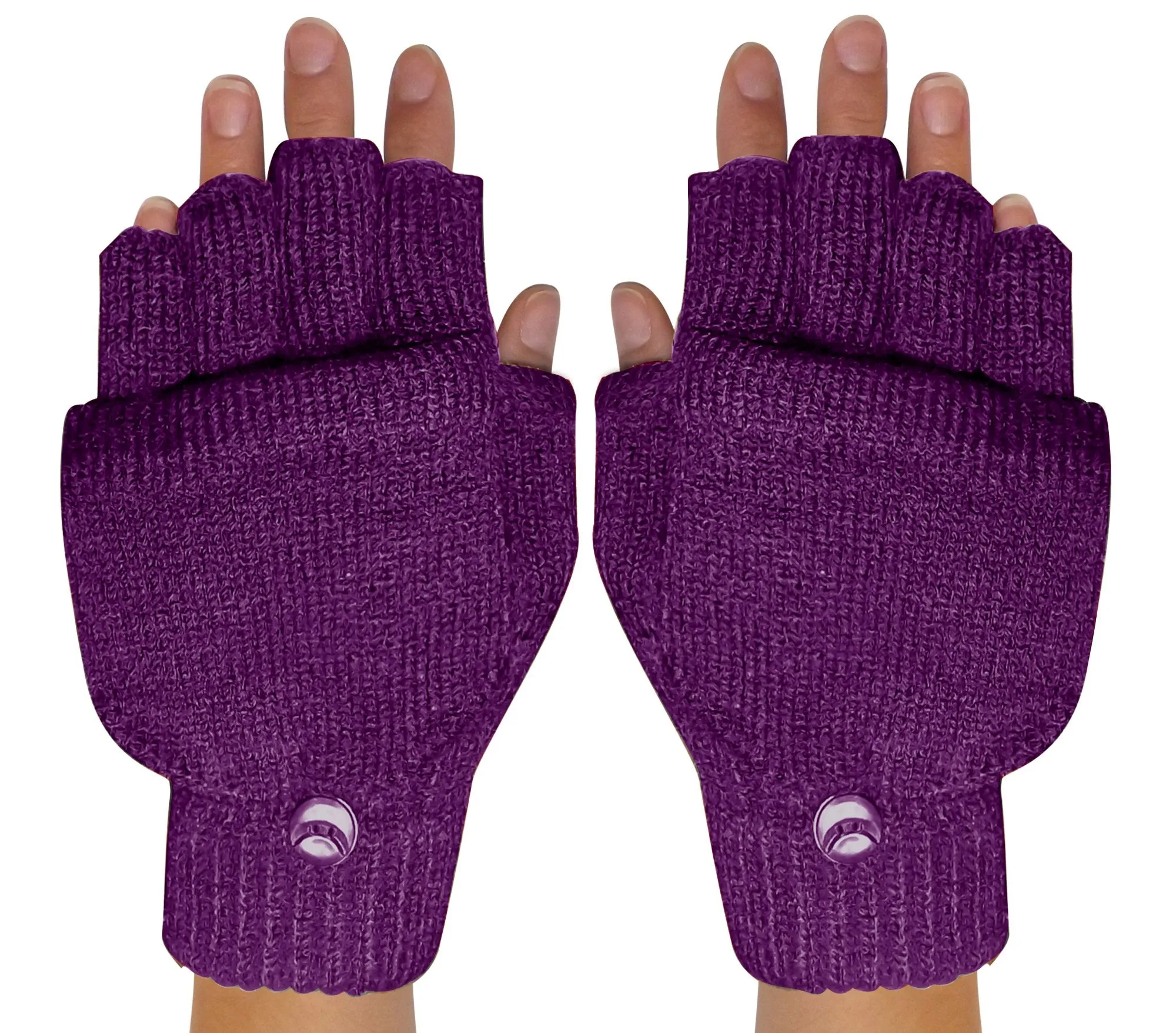 Winter Soft Knit Fingerless Funtional Flap Mitten Gloves