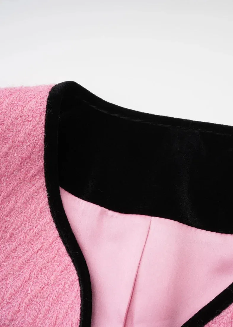 Zaini Feather Cuff Cropped Blazer