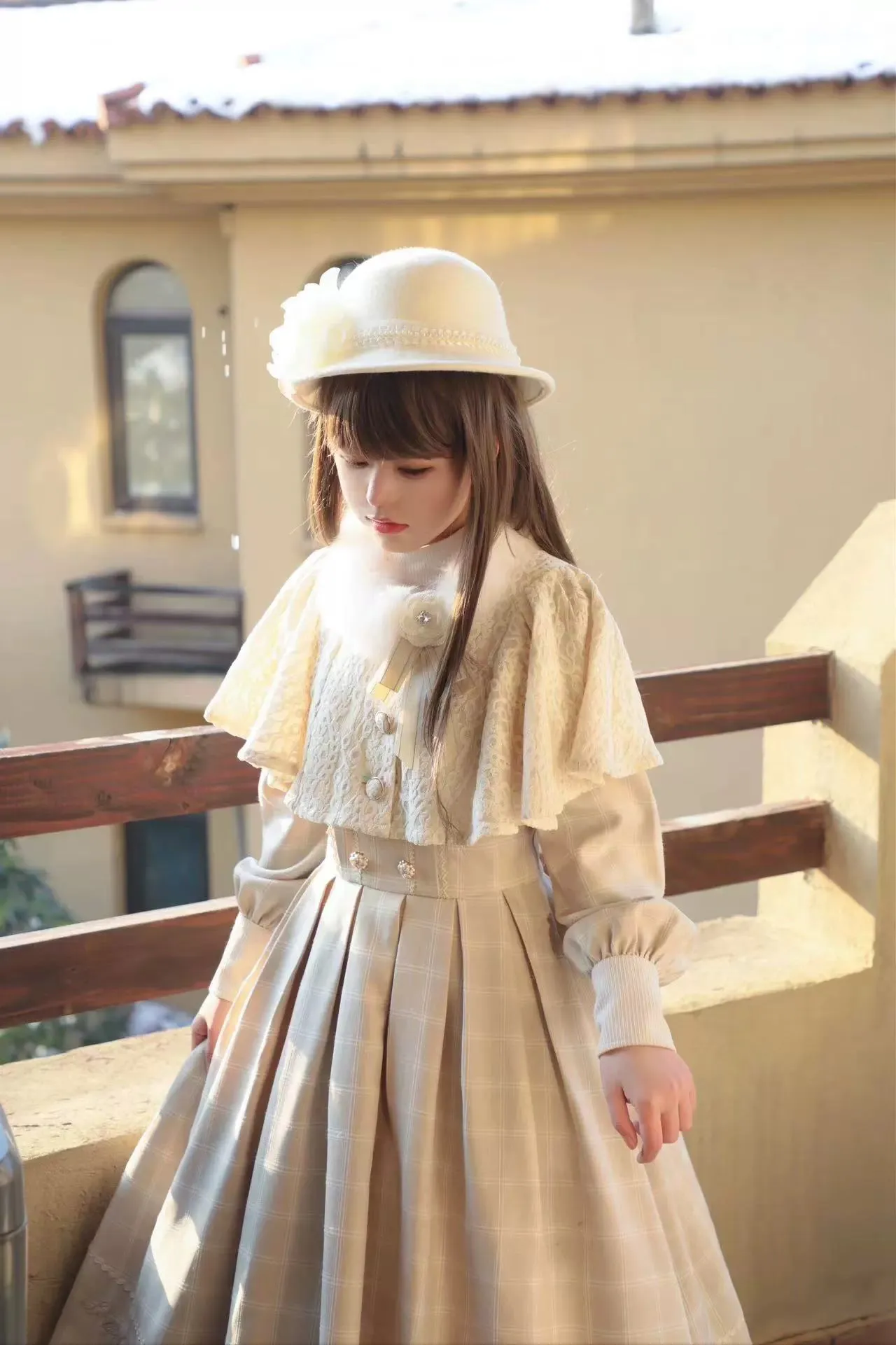 ZeeYe~Elegant Lolita Cape Fur Collar Lolita Cape Coat