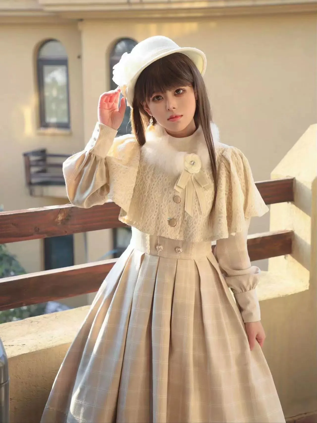 ZeeYe~Elegant Lolita Cape Fur Collar Lolita Cape Coat