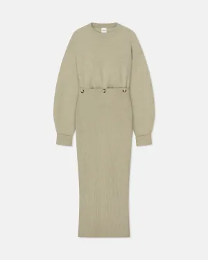 Zothy - Compact Merino Wool Midi Dress - Stone